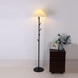 Flapper Elegant Standing Floor Lamp with Marble Base and Fabric Shade