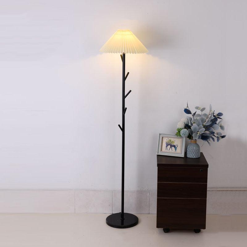Flapper Elegant Standing Floor Lamp with Marble Base and Fabric Shade