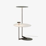Modern Flat Metal Pan LED Floor Lamp with Dual Disc Design for Soft Ambient Lighting