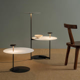 Modern Flat Metal Pan LED Floor Lamp with Dual Disc Design for Soft Ambient Lighting