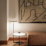 Modern Flat Metal Pan LED Floor Lamp with Dual Disc Design for Soft Ambient Lighting