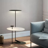 Modern Flat Metal Pan LED Floor Lamp with Dual Disc Design for Soft Ambient Lighting