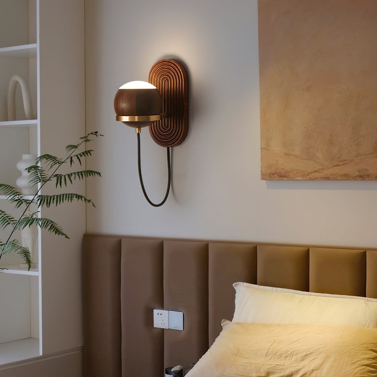 modern-walnut-wood-and-brass-round-wall-lamp-with-tri-color-integrated-led-sconce