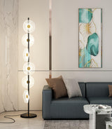 Floating Raindrop LED Floor Lamp Gold Finish and White Marble Pedestal
