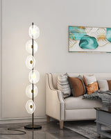 Floating Raindrop LED Floor Lamp Gold Finish and White Marble Pedestal
