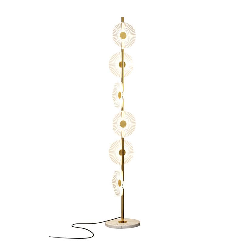 Floating Raindrop LED Floor Lamp Gold Finish and White Marble Pedestal