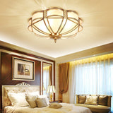 Elegant Floral Brass Flush Mount Ceiling Light with Milk Glass Shade