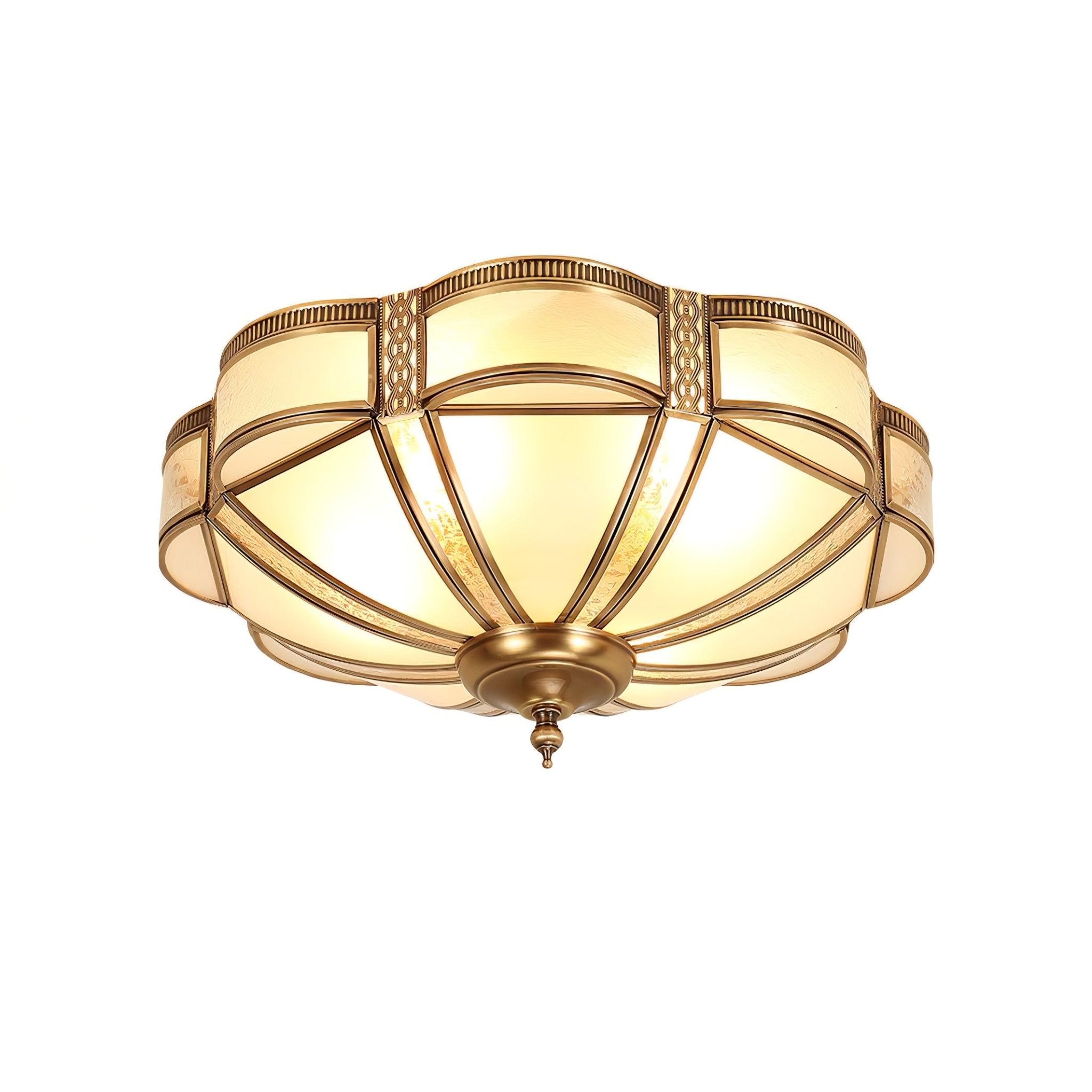 Elegant Floral Brass Flush Mount Ceiling Light with Milk Glass Shade