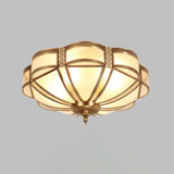 Elegant Floral Brass Flush Mount Ceiling Light with Milk Glass Shade
