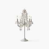 Antique White Floral Crystal Candle Table Lamp Elegant 4 Light Desk Lamp