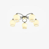 Elegant White Floral Glass Overhead Ceiling Lamp with Chrome Metal Base for Indoor Use