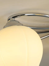 Elegant White Floral Glass Overhead Ceiling Lamp with Chrome Metal Base for Indoor Use