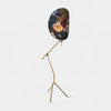 Botanical Print Cylinder Floor Lamp with Brass Tripod Base and Fabric Shade