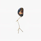 Botanical Print Cylinder Floor Lamp with Brass Tripod Base and Fabric Shade