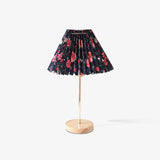 Flores Floral Pleated Shade Table Lamp with Wooden Base and Gold Accents