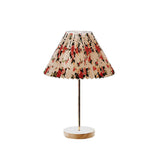 Flores Floral Pleated Shade Table Lamp with Wooden Base and Gold Accents