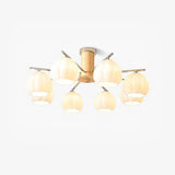 Modern Flower Buds Flush Mount Ceiling Light with Floral Glass Shades