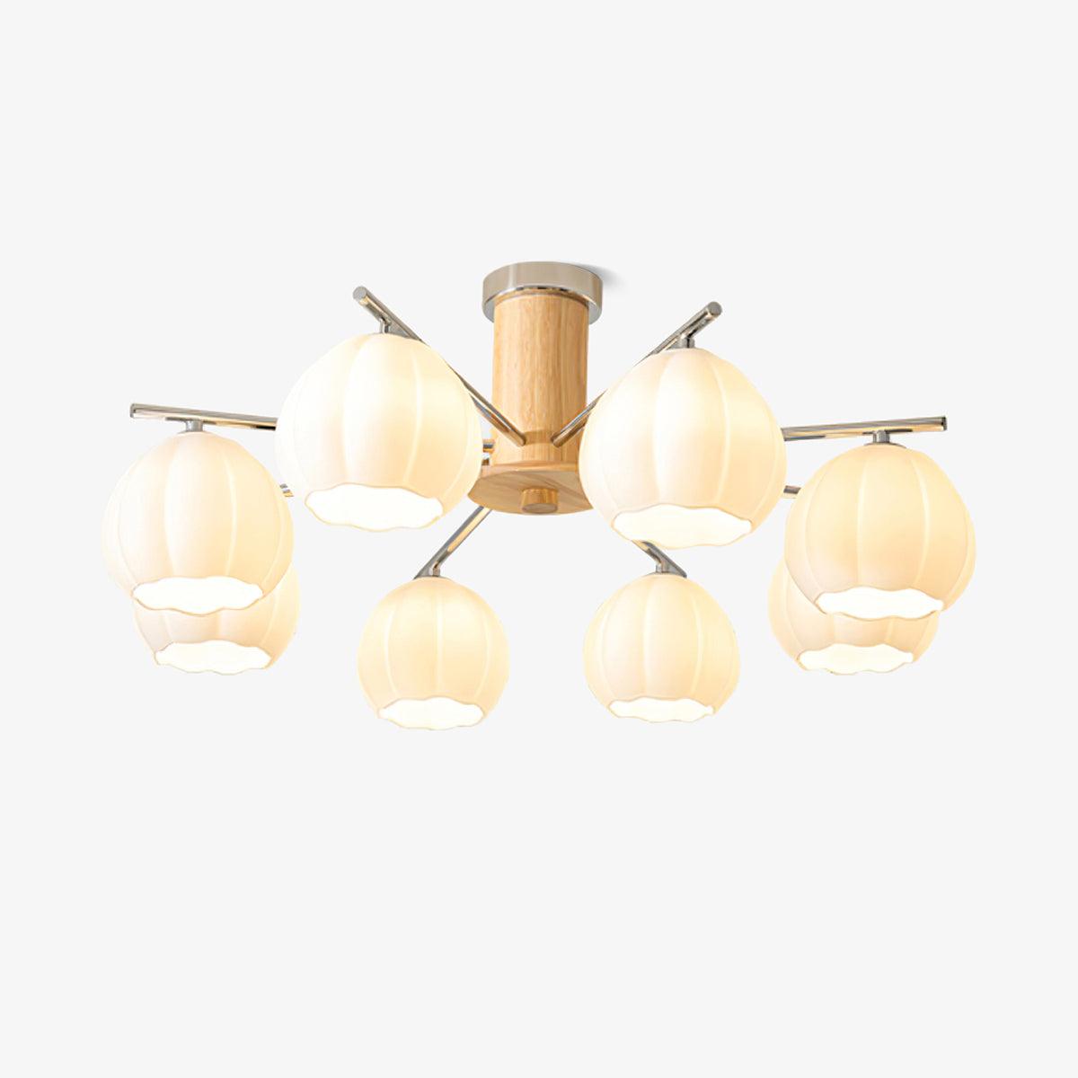 Modern Flower Buds Flush Mount Ceiling Light with Floral Glass Shades