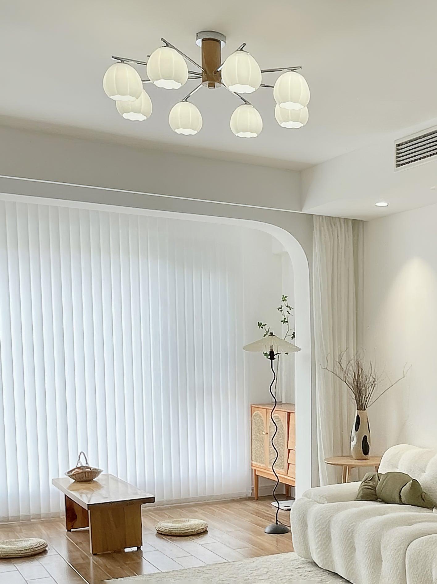 Modern Flower Buds Flush Mount Ceiling Light with Floral Glass Shades