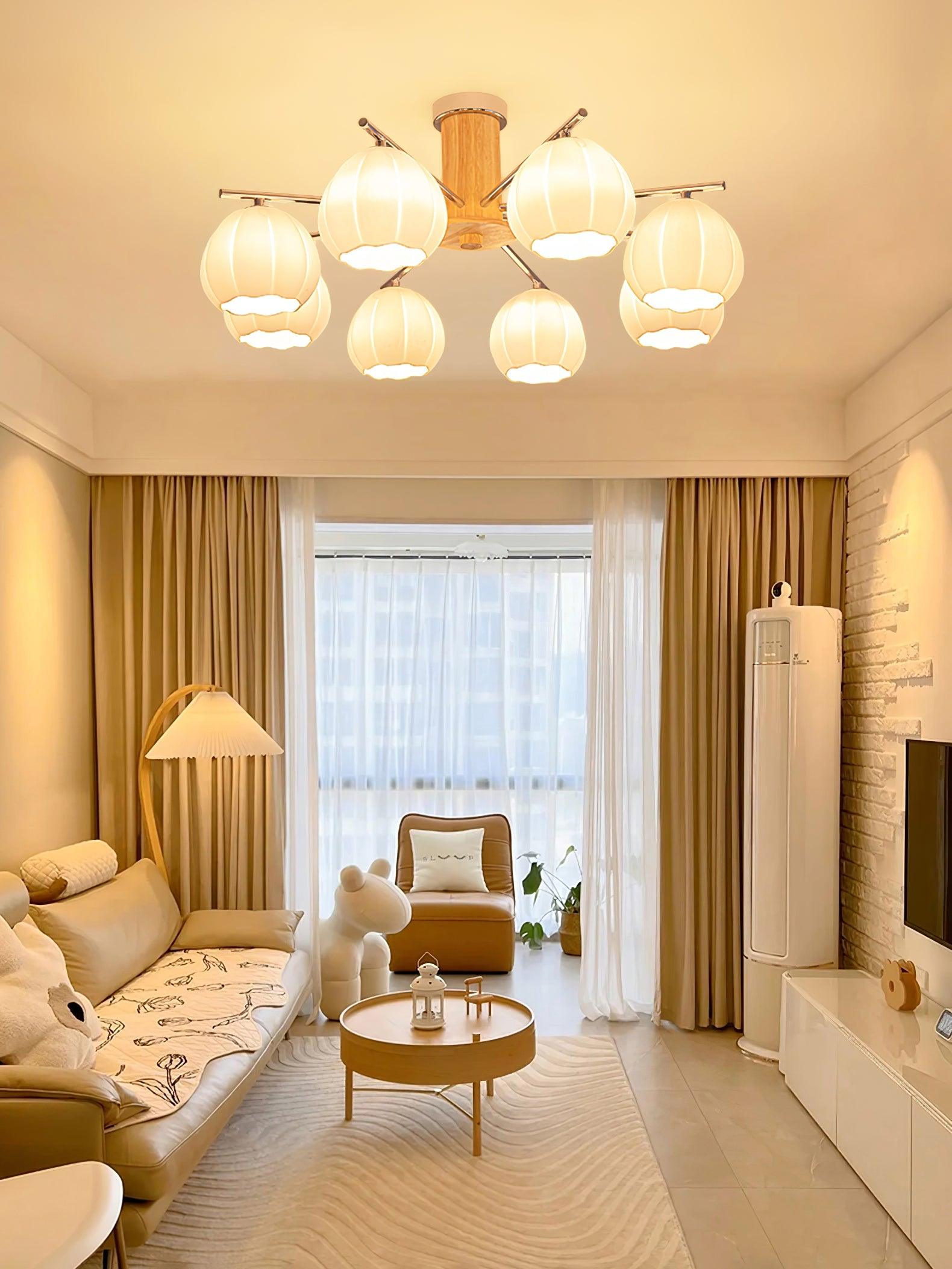Modern Flower Buds Flush Mount Ceiling Light with Floral Glass Shades