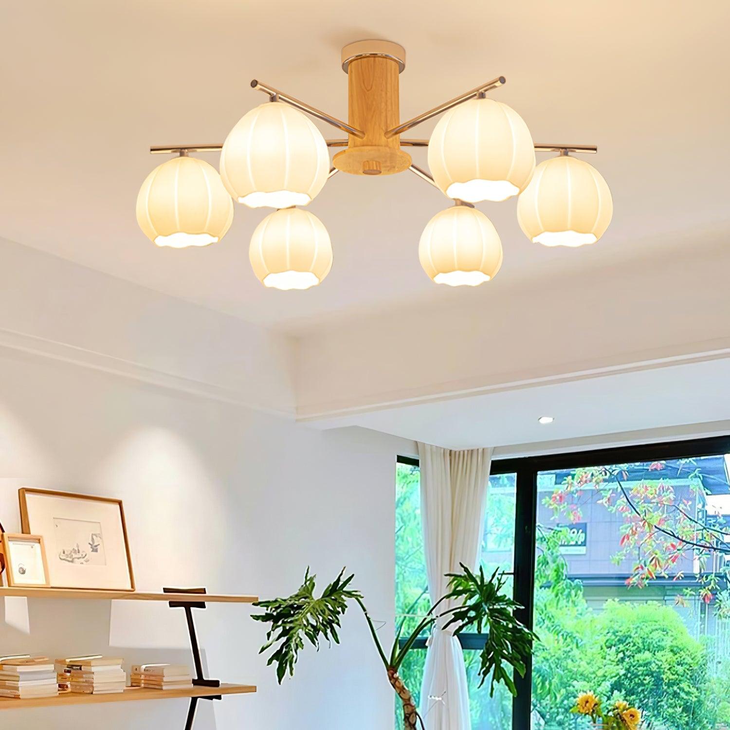 Modern Flower Buds Flush Mount Ceiling Light with Floral Glass Shades