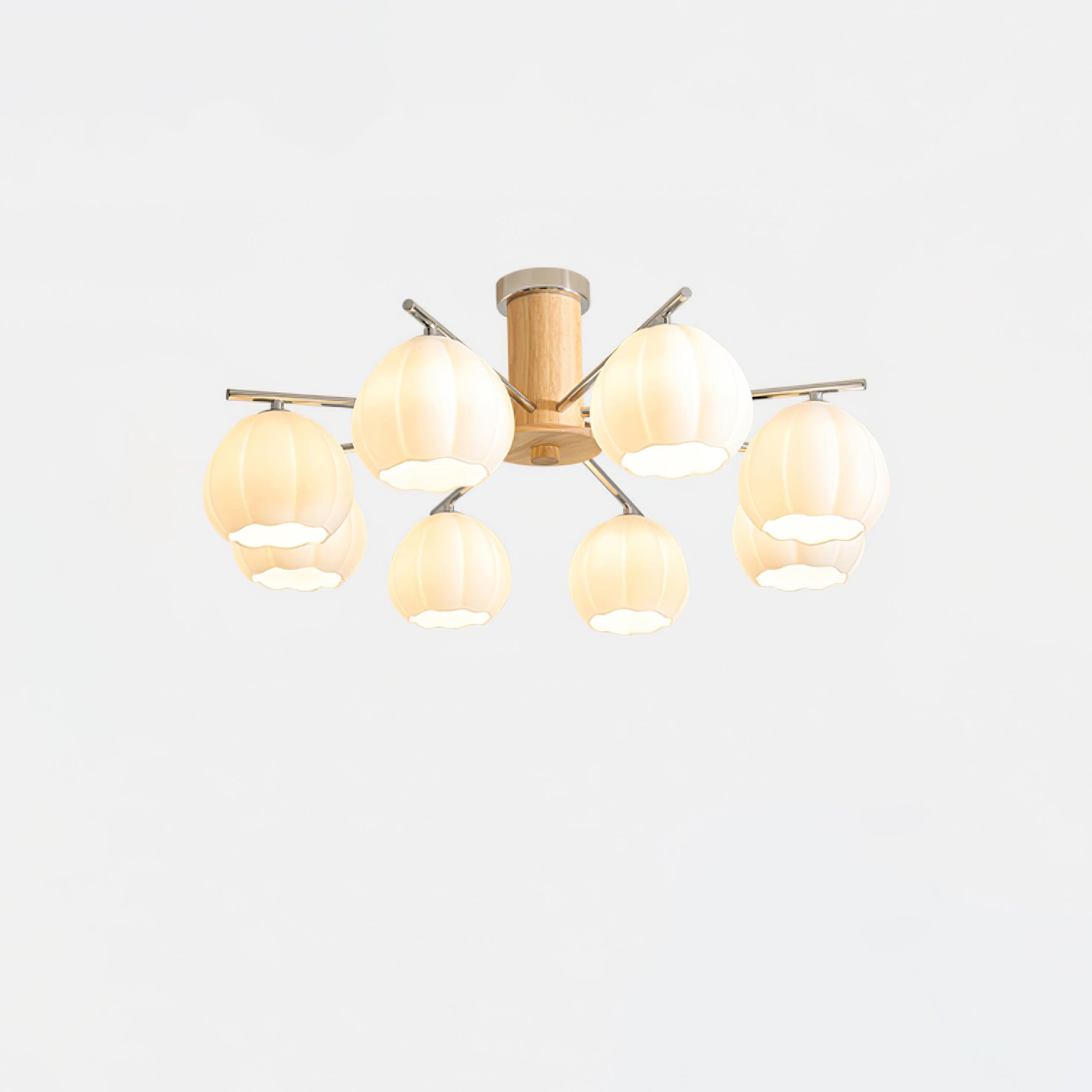Modern Flower Buds Flush Mount Ceiling Light with Floral Glass Shades