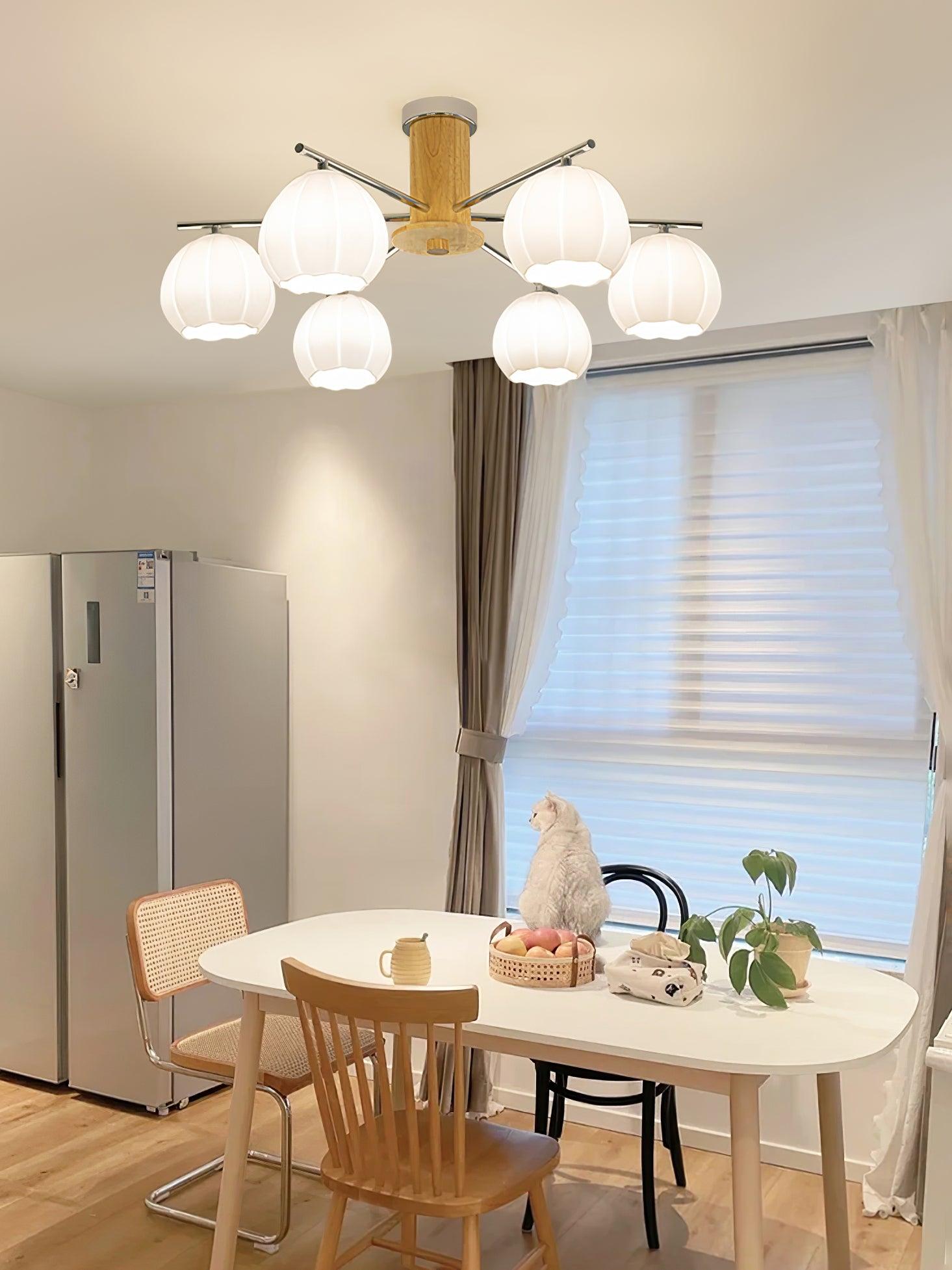 Modern Flower Buds Flush Mount Ceiling Light with Floral Glass Shades