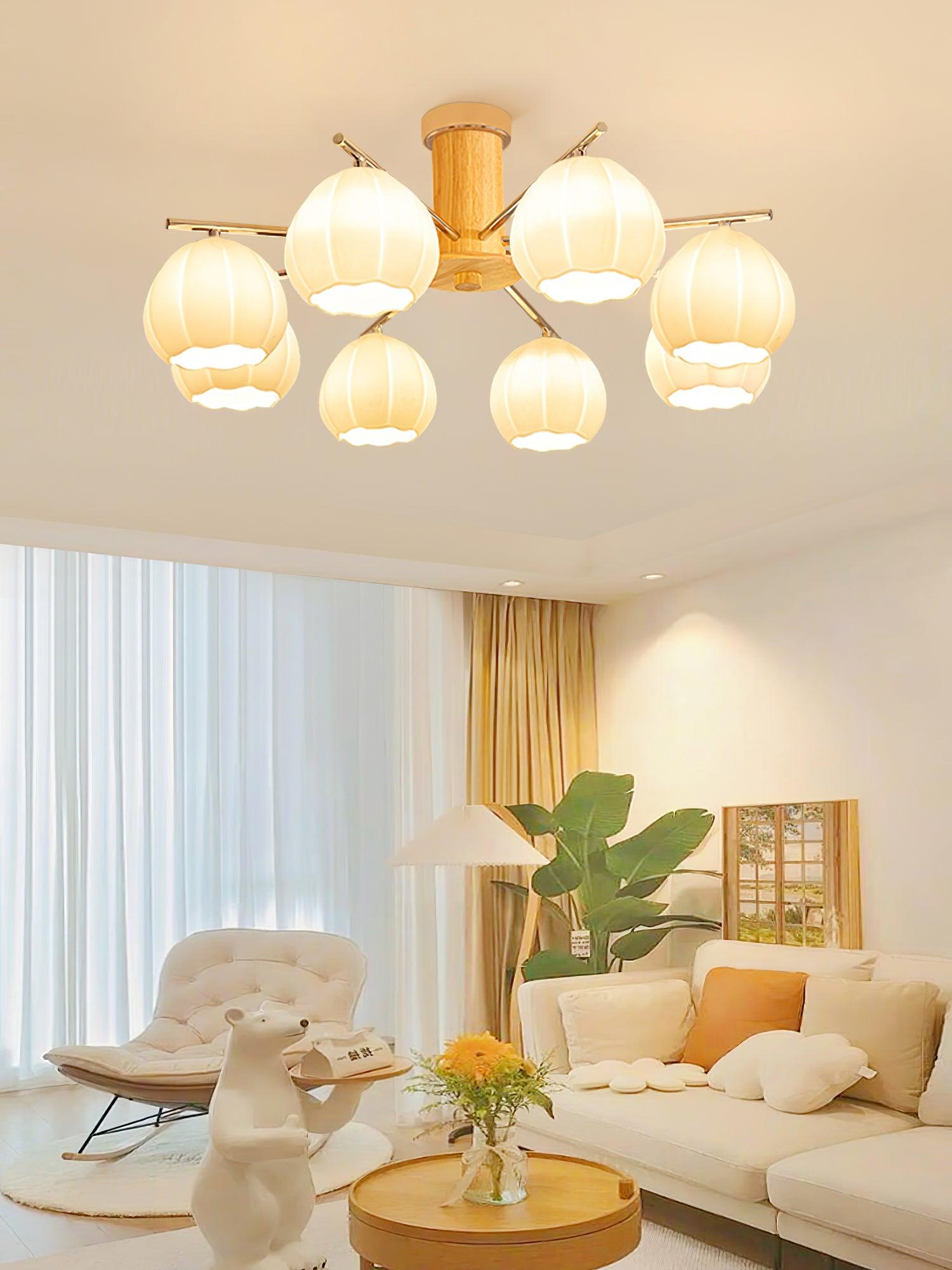 Modern Flower Buds Flush Mount Ceiling Light with Floral Glass Shades