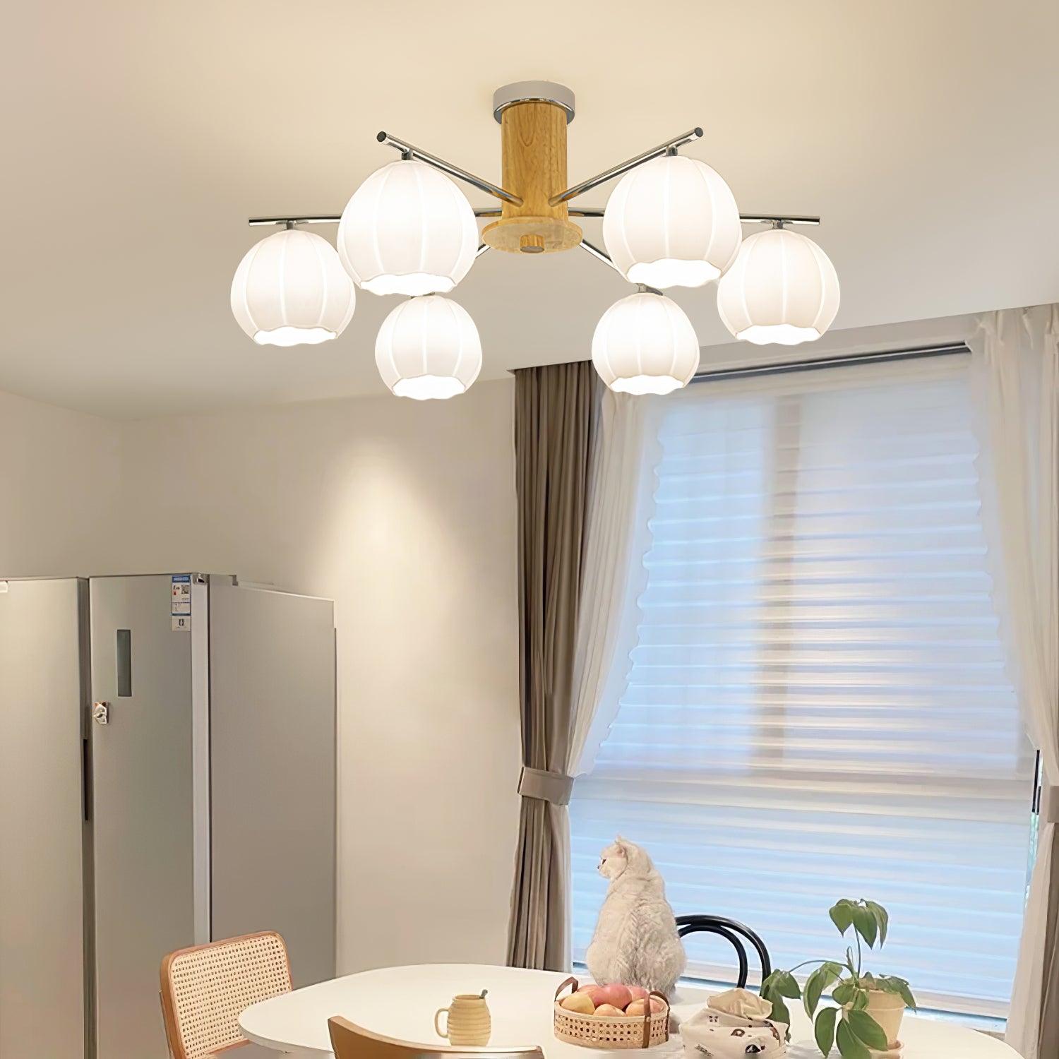 Modern Flower Buds Flush Mount Ceiling Light with Floral Glass Shades