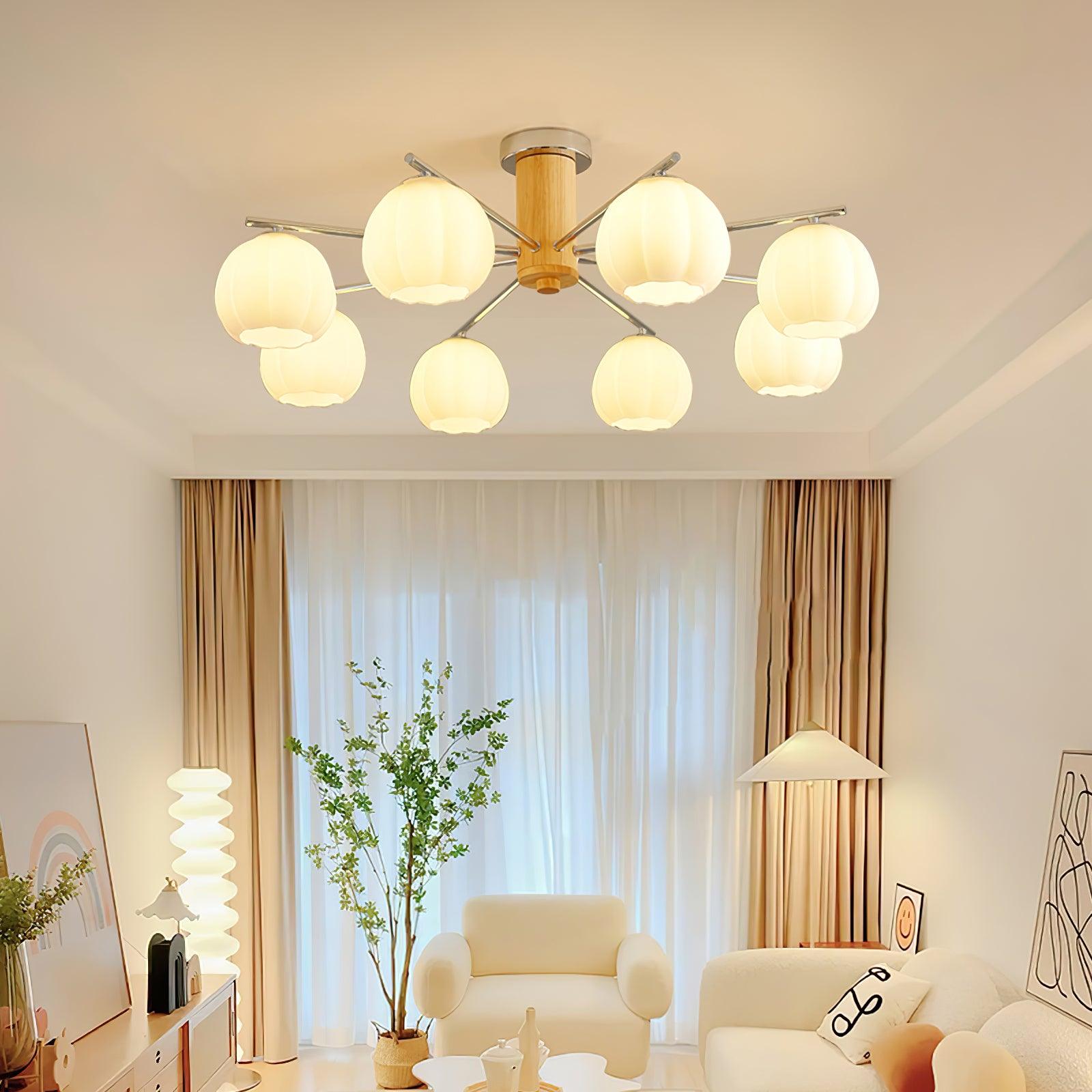 Modern Flower Buds Flush Mount Ceiling Light with Floral Glass Shades