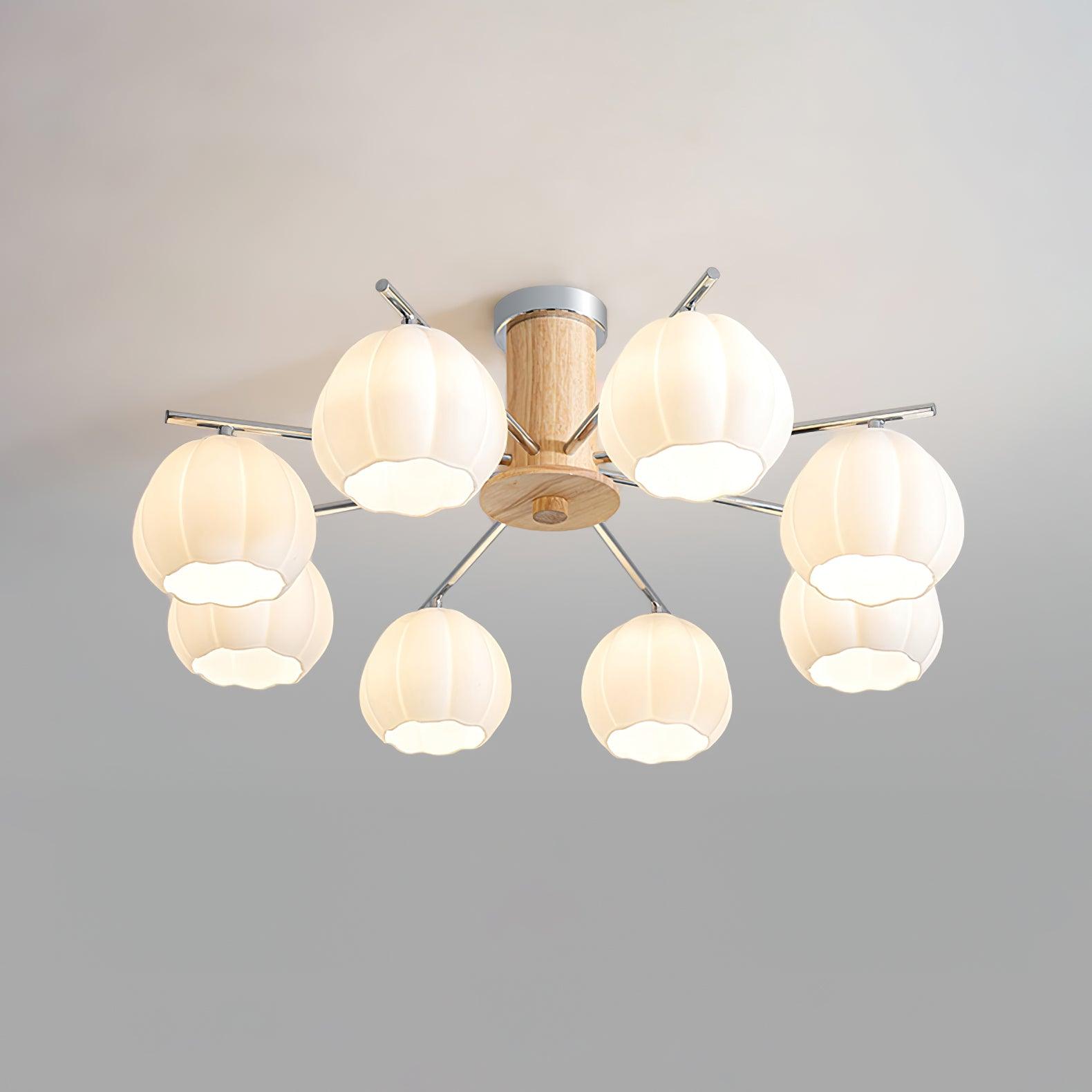 Modern Flower Buds Flush Mount Ceiling Light with Floral Glass Shades