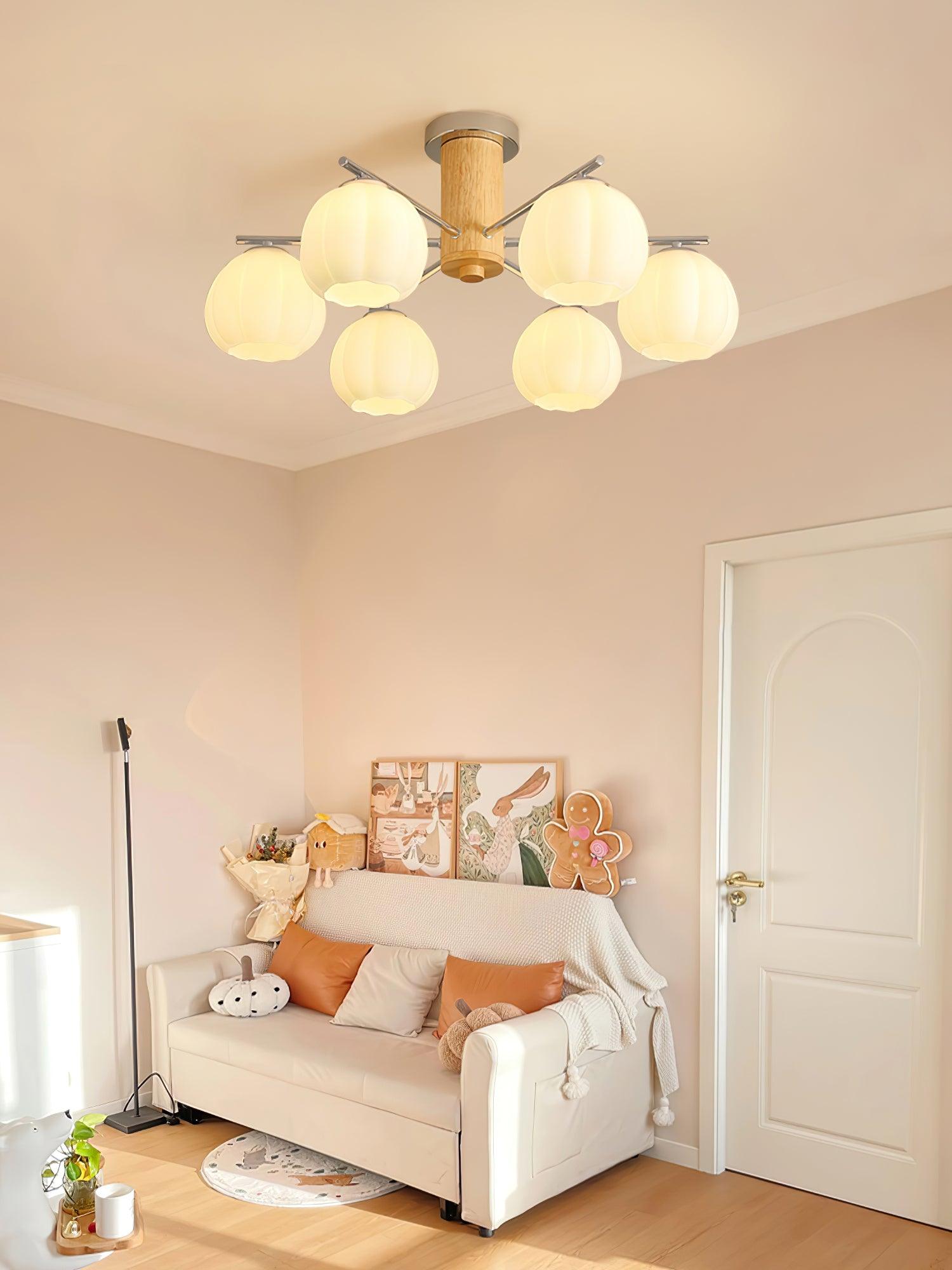 Modern Flower Buds Flush Mount Ceiling Light with Floral Glass Shades