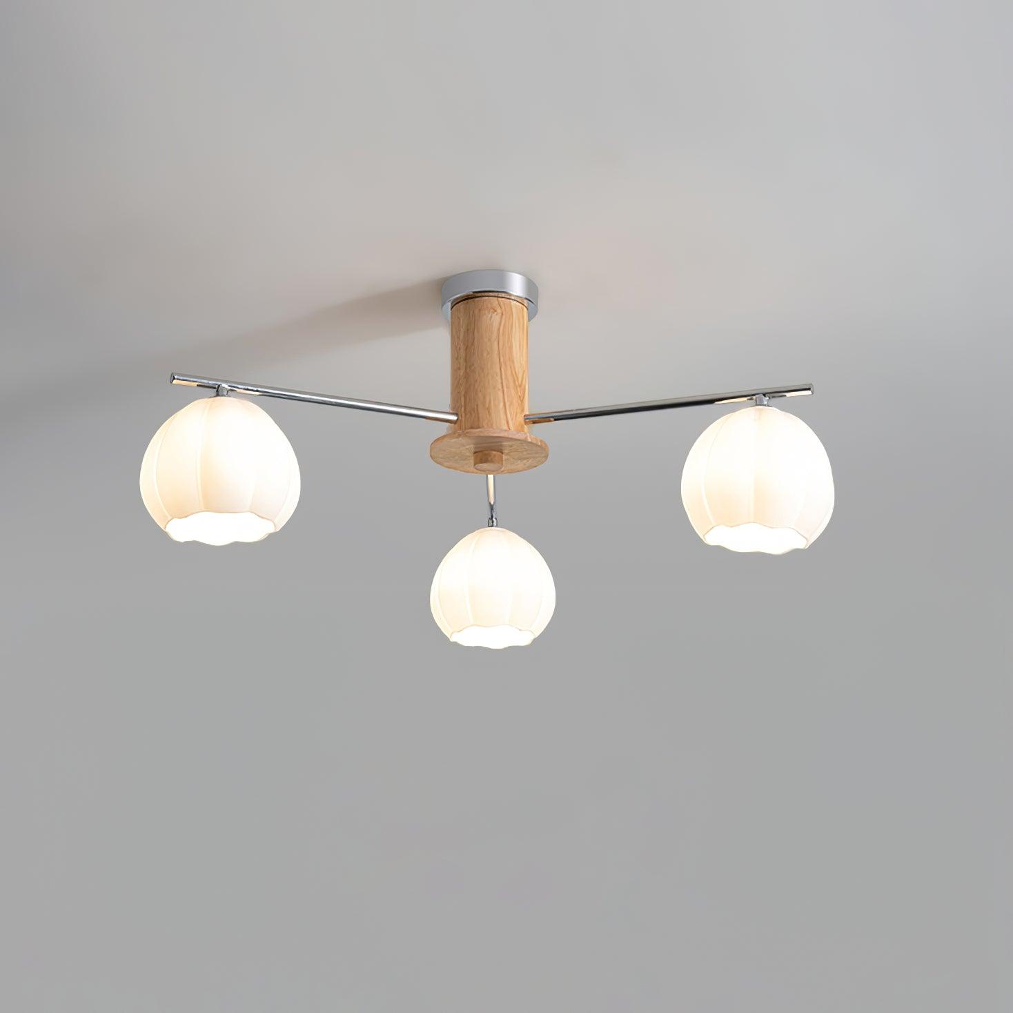 Modern Flower Buds Flush Mount Ceiling Light with Floral Glass Shades