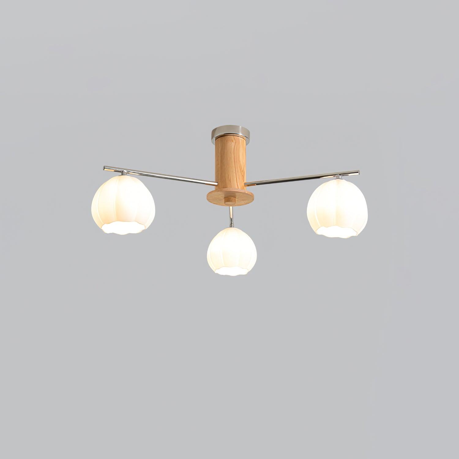 Modern Flower Buds Flush Mount Ceiling Light with Floral Glass Shades
