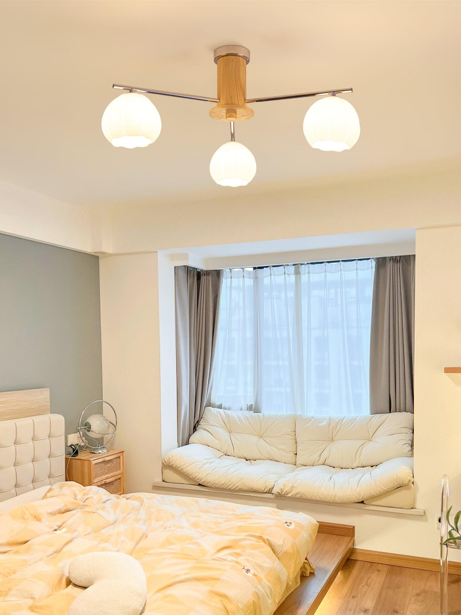 Modern Flower Buds Flush Mount Ceiling Light with Floral Glass Shades