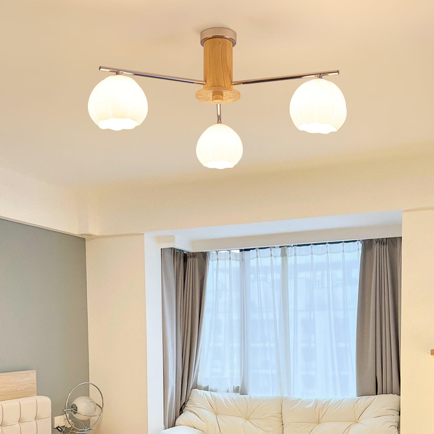 Modern Flower Buds Flush Mount Ceiling Light with Floral Glass Shades