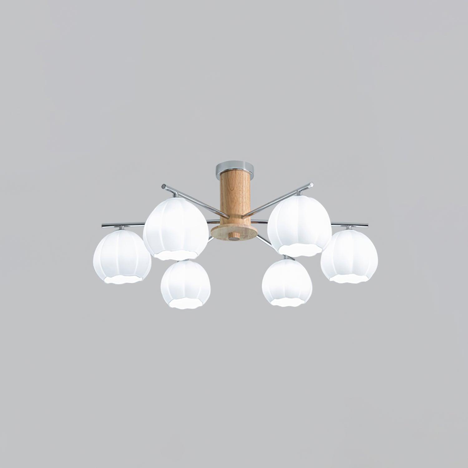 Modern Flower Buds Flush Mount Ceiling Light with Floral Glass Shades