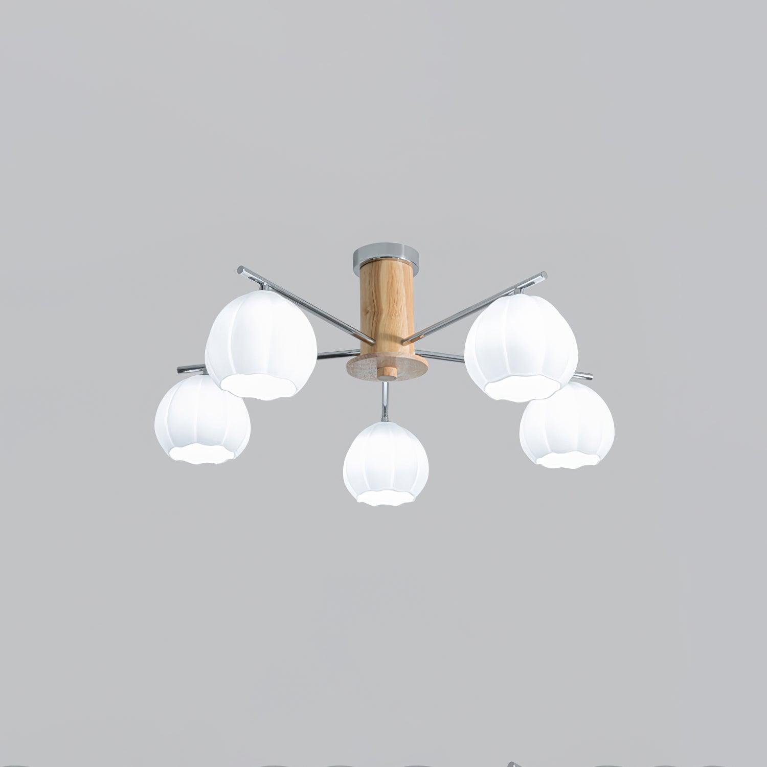 Modern Flower Buds Flush Mount Ceiling Light with Floral Glass Shades