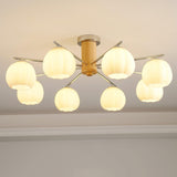 Modern Flower Buds Flush Mount Ceiling Light with Floral Glass Shades