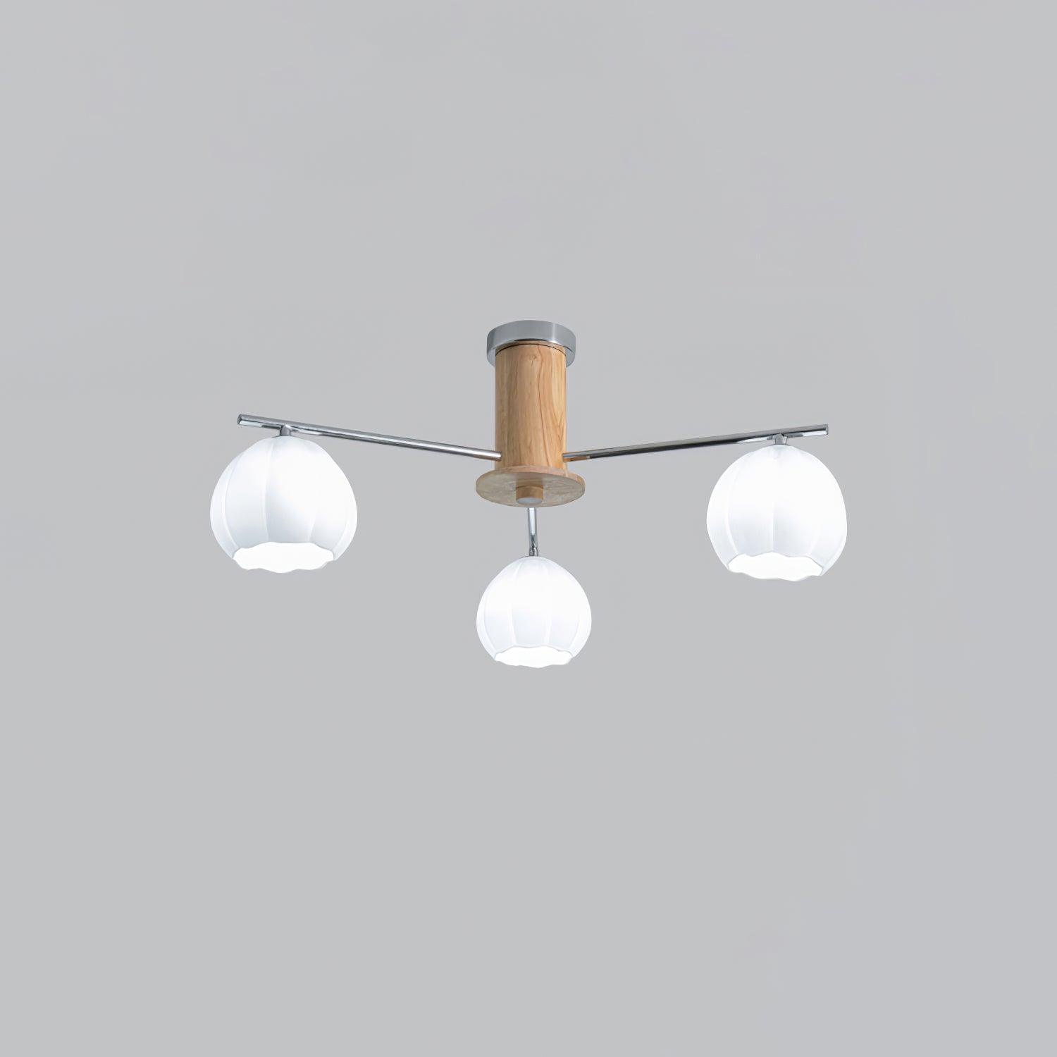 Modern Flower Buds Flush Mount Ceiling Light with Floral Glass Shades