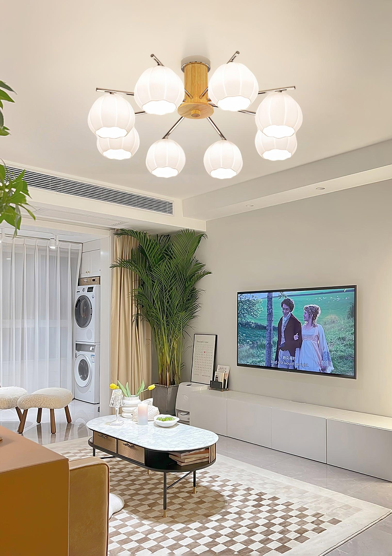Modern Flower Buds Flush Mount Ceiling Light with Floral Glass Shades