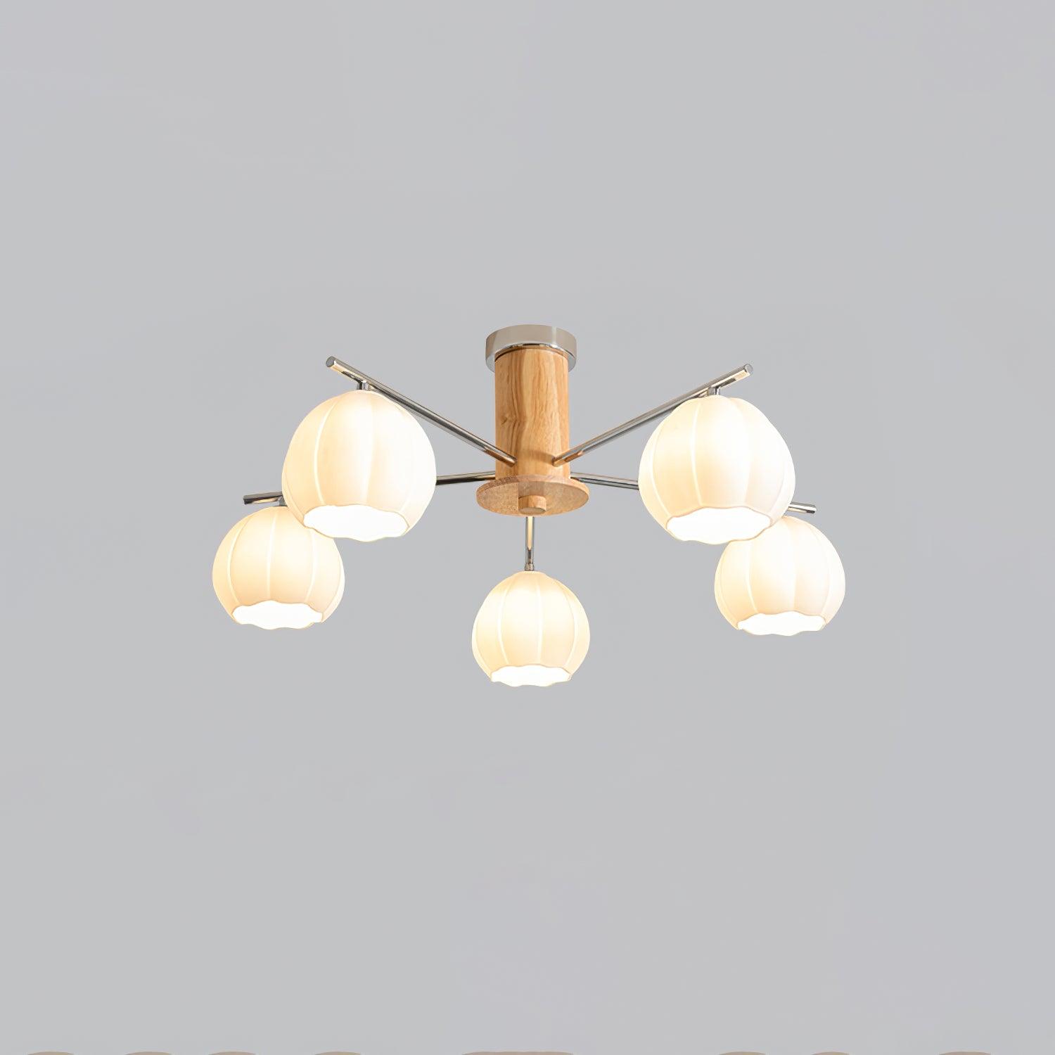 Modern Flower Buds Flush Mount Ceiling Light with Floral Glass Shades