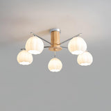 Modern Flower Buds Flush Mount Ceiling Light with Floral Glass Shades