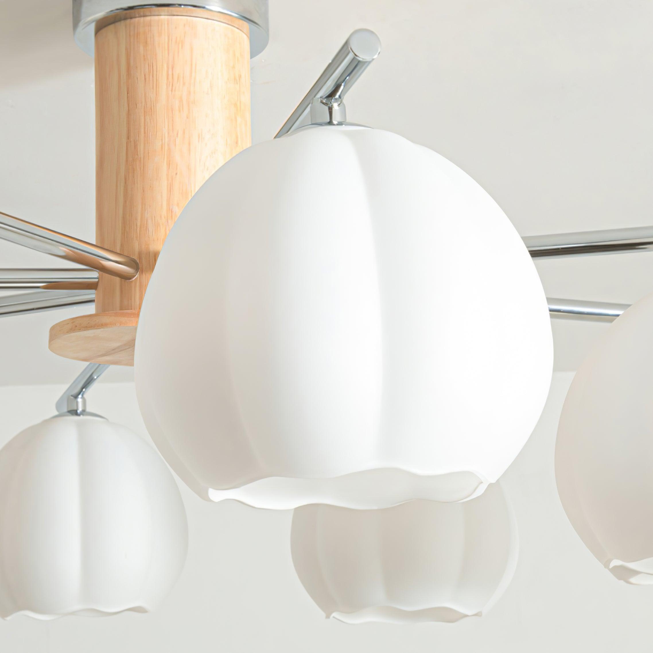 Modern Flower Buds Flush Mount Ceiling Light with Floral Glass Shades