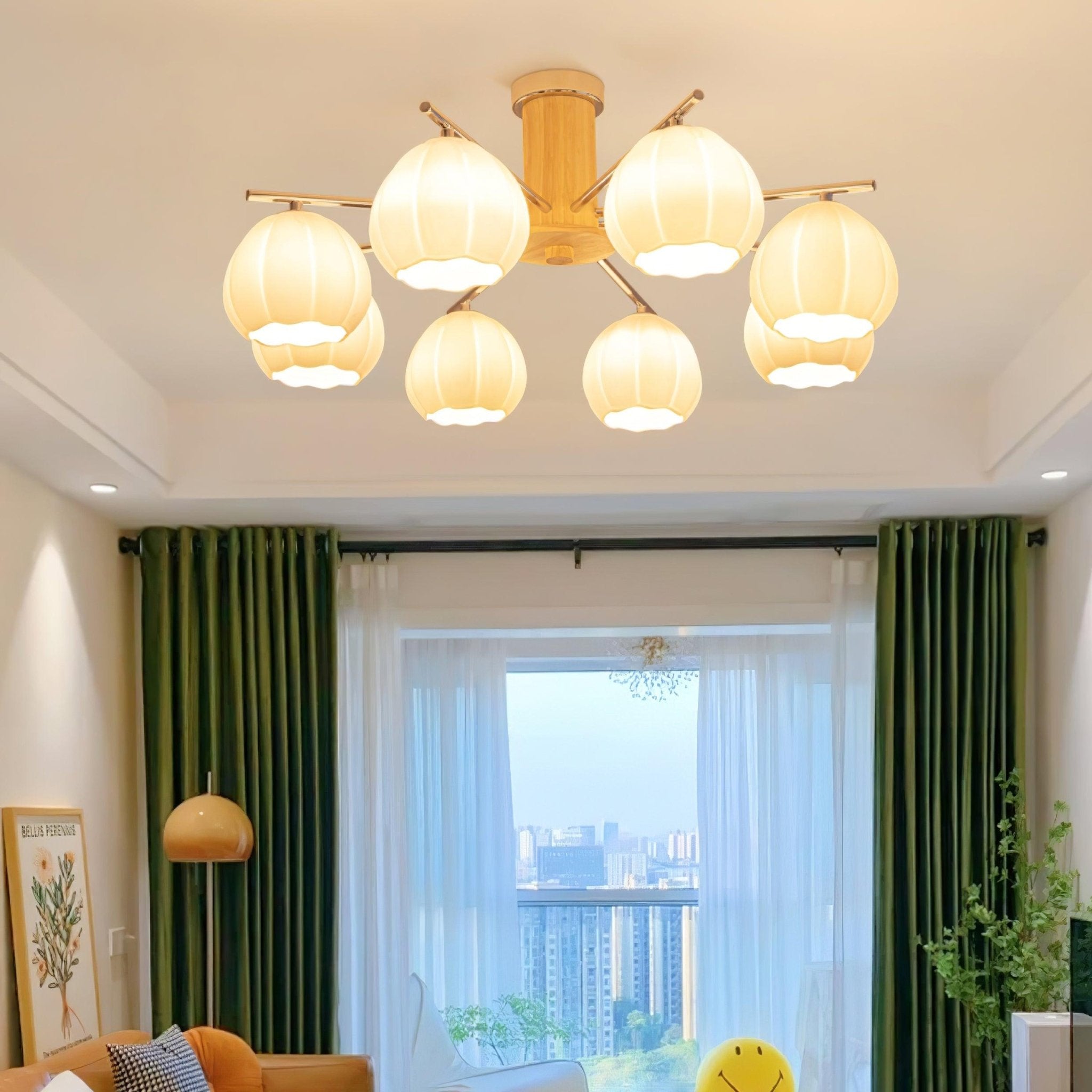 Modern Flower Buds Flush Mount Ceiling Light with Floral Glass Shades