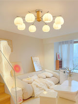Modern Flower Buds Flush Mount Ceiling Light with Floral Glass Shades