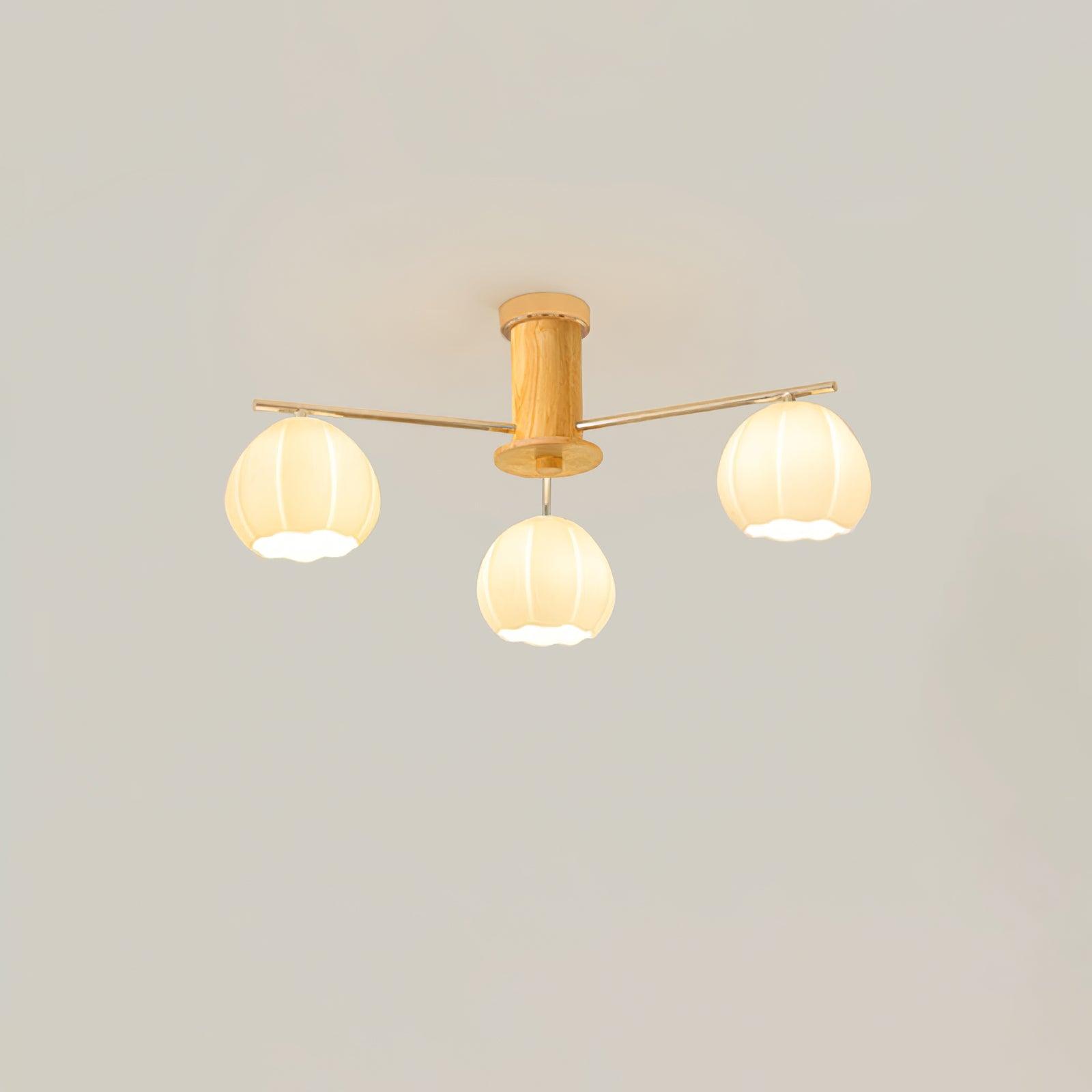 Modern Flower Buds Flush Mount Ceiling Light with Floral Glass Shades