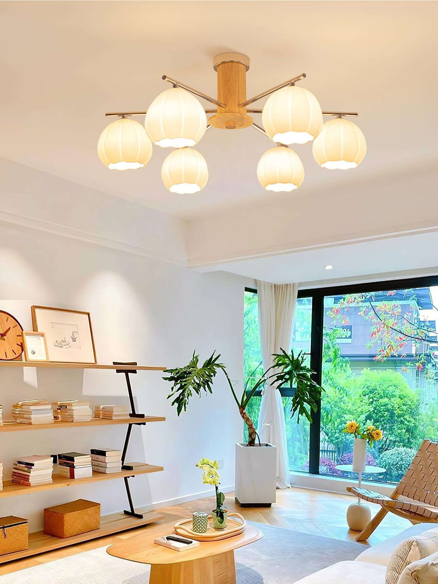 Modern Flower Buds Flush Mount Ceiling Light with Floral Glass Shades