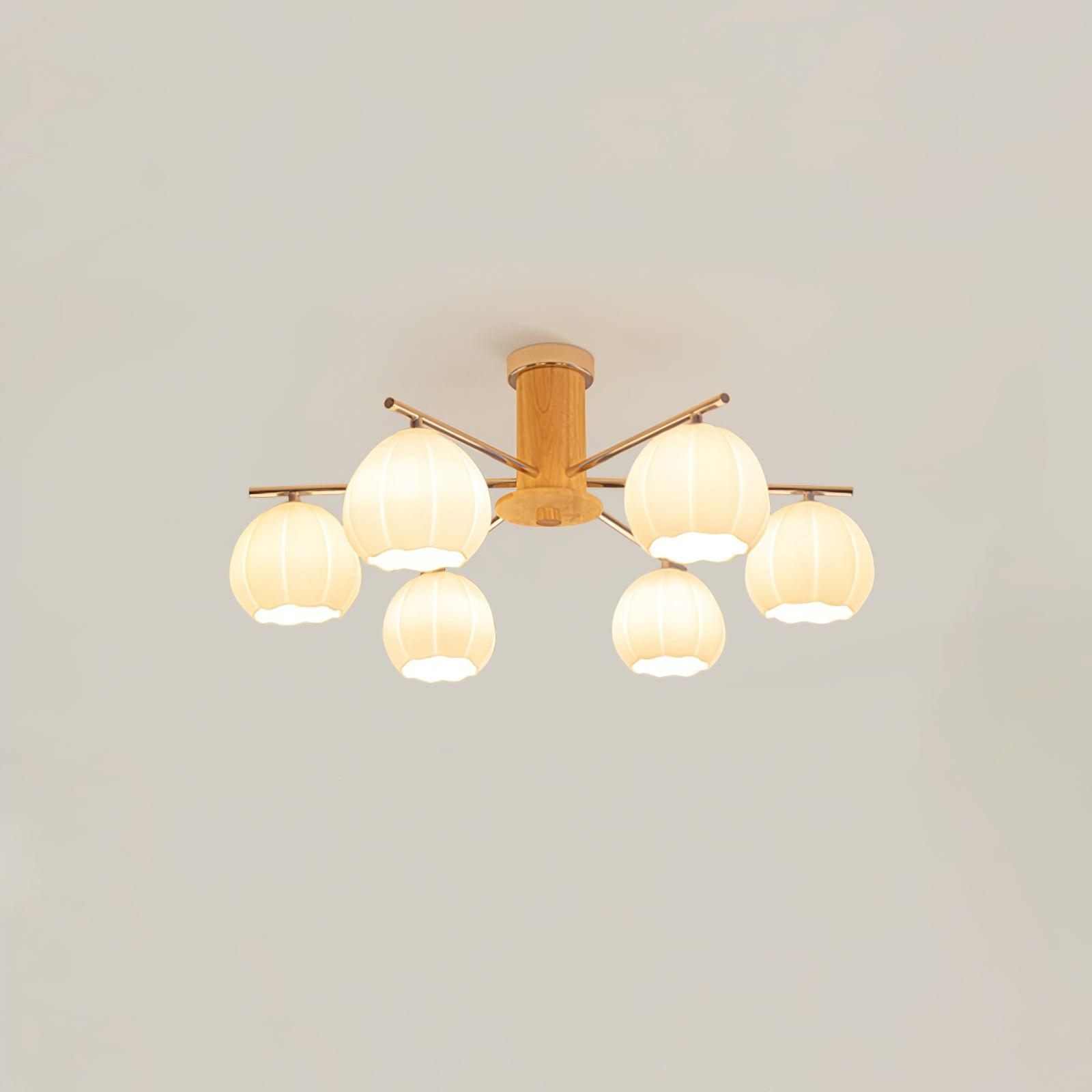 Modern Flower Buds Flush Mount Ceiling Light with Floral Glass Shades