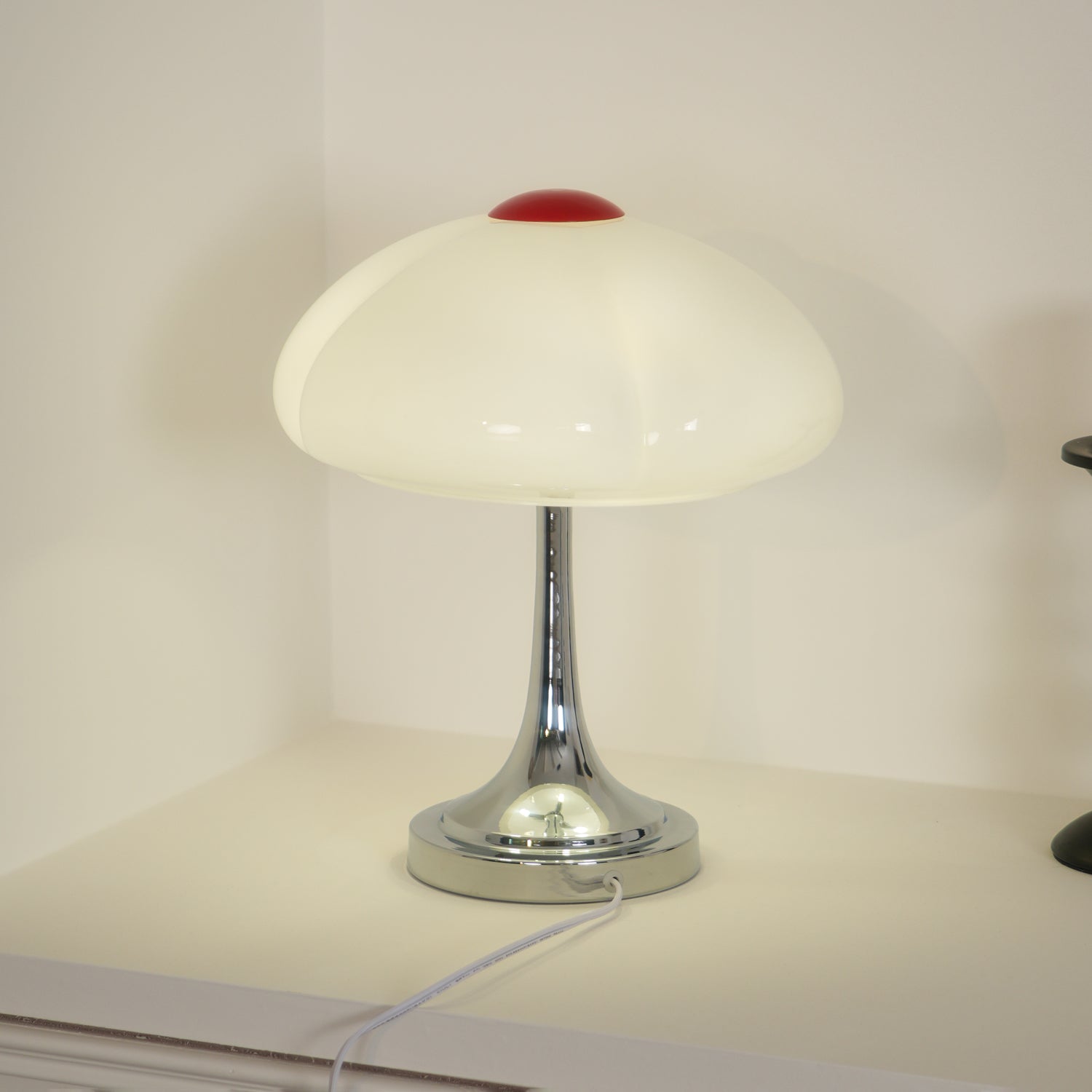 Modern Flower Petal Glass Table Lamp Contemporary Chrome Accent Light for Bedroom and Living Room